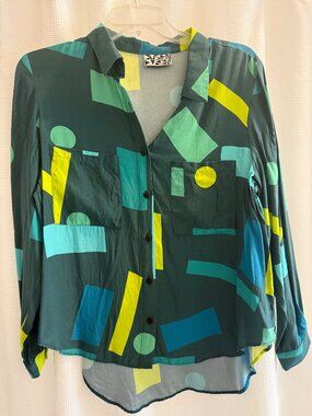 Dusen Dusen Silk Work Shirt in Green Mobile Print